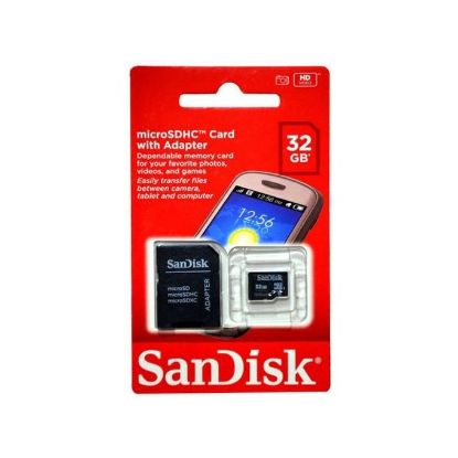 Picture of 32GB Micro SDHC Memory Card with Adapter - Black