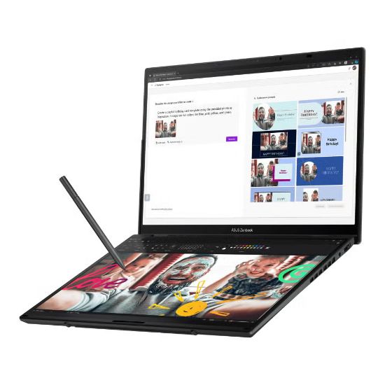 Picture of ASUS Zenbook Duo OLED (2025) UX8406CA-PZ133W Intel® Core™ Ultra 9 Processor 285H, Intel® AI Boost NPU LPDDR5X,  32GB 2TB M.2 NVMe™ PCIe® 4.0 14.0-inch 3K (2880 x 1800) OLED 16:10 aspect ratio Touch screen  SSD Intel® Arc™ Graphics UK,  90NB14X1-M00780 - Basalt Gray, Win 11 Home.