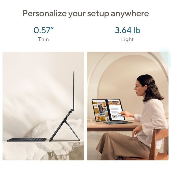 Picture of ASUS Zenbook Duo OLED (2025) UX8406CA-PZ133W Intel® Core™ Ultra 9 Processor 285H, Intel® AI Boost NPU LPDDR5X,  32GB 2TB M.2 NVMe™ PCIe® 4.0 14.0-inch 3K (2880 x 1800) OLED 16:10 aspect ratio Touch screen  SSD Intel® Arc™ Graphics UK,  90NB14X1-M00780 - Basalt Gray, Win 11 Home.