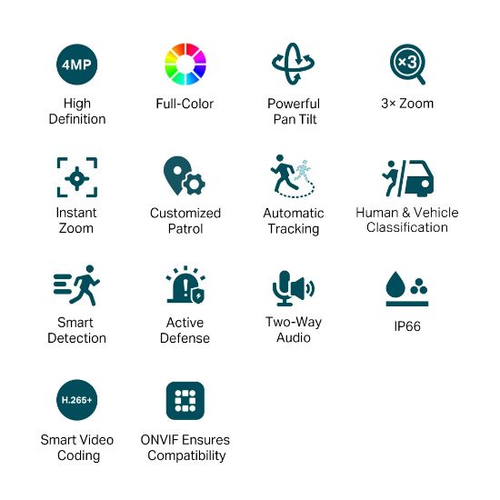 Picture of TP-Link VIGI 4MP Outdoor Full-Color Dual-Lens Varifocal Pan Tilt Network Camera