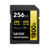 Picture of 256GB Lexar Professional 1800x SDXC UHS-II Card, up to 280MB/s read, 205MB/s write, C10 V60 U3